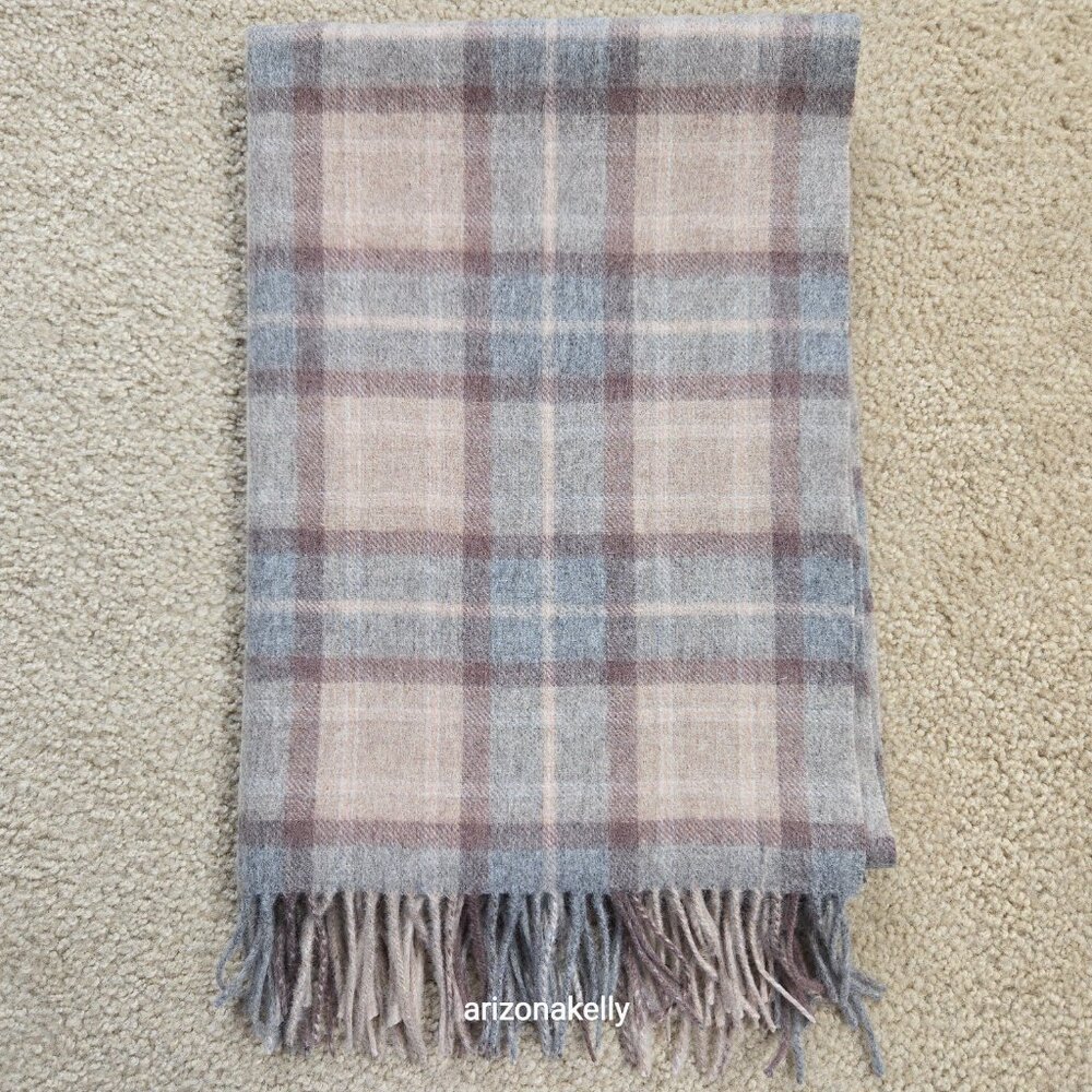 NWT James Pringle Weavers 100% Wool Plaid MacKellar Tan, Grey & Brown - Picture 8 of 13